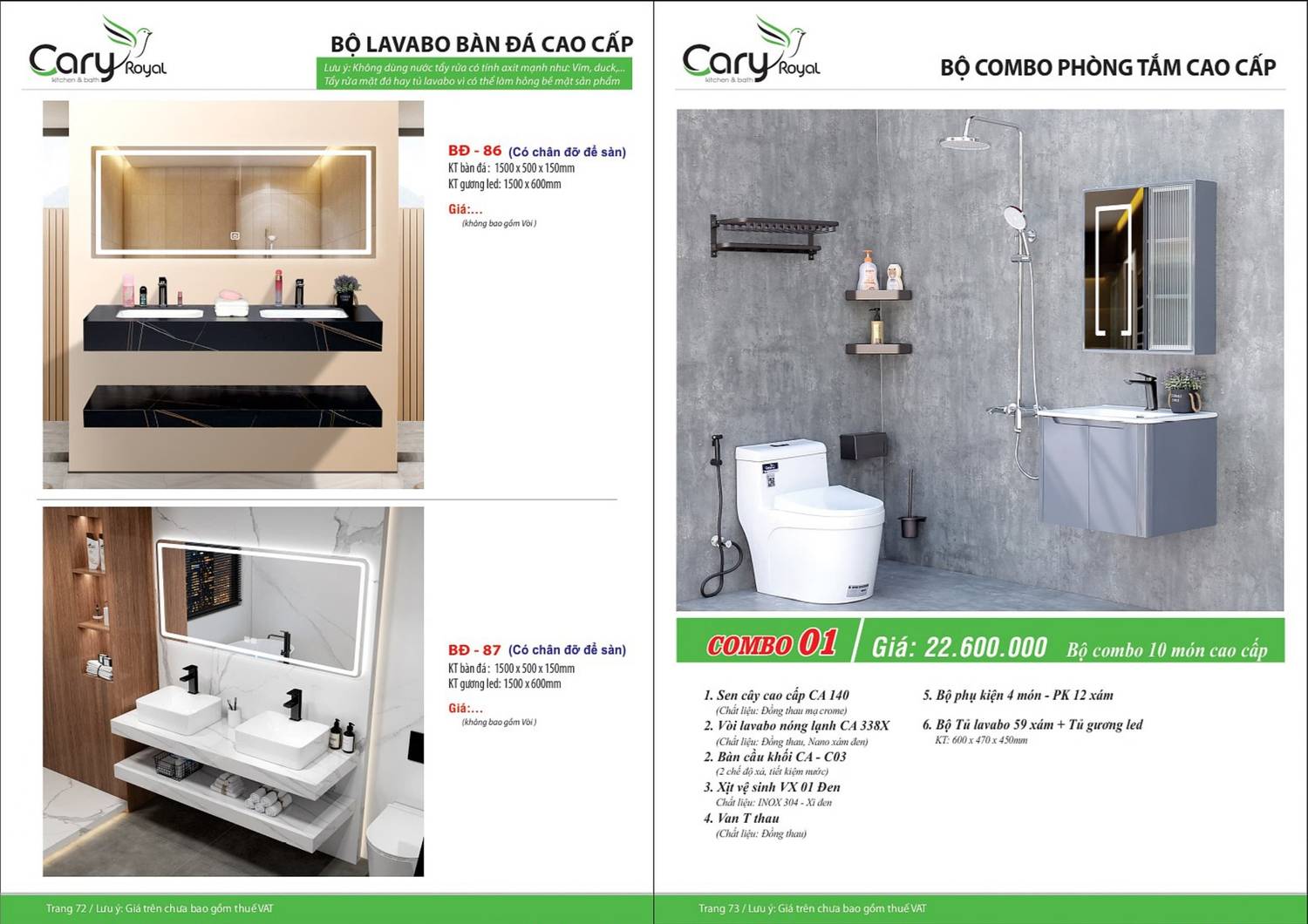 Thiết bị vệ sinh CARY ROYAL Catalogue và Bảng giá mới nhất 2024 - 2025 /Page 37